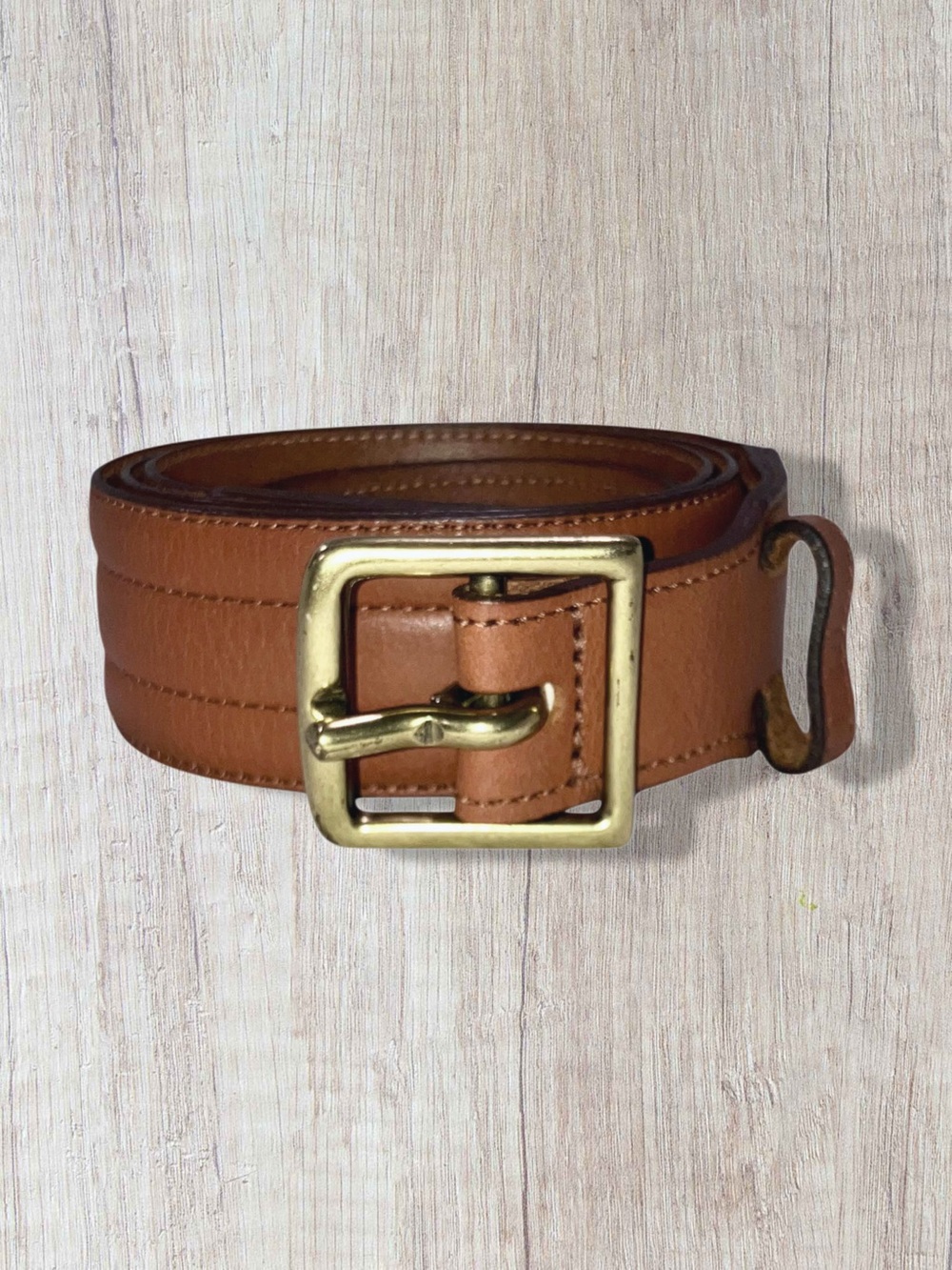 Lauren Ralph Lauren Tan Leather Equestrian Ribbed Texture Wide Belt Size XL